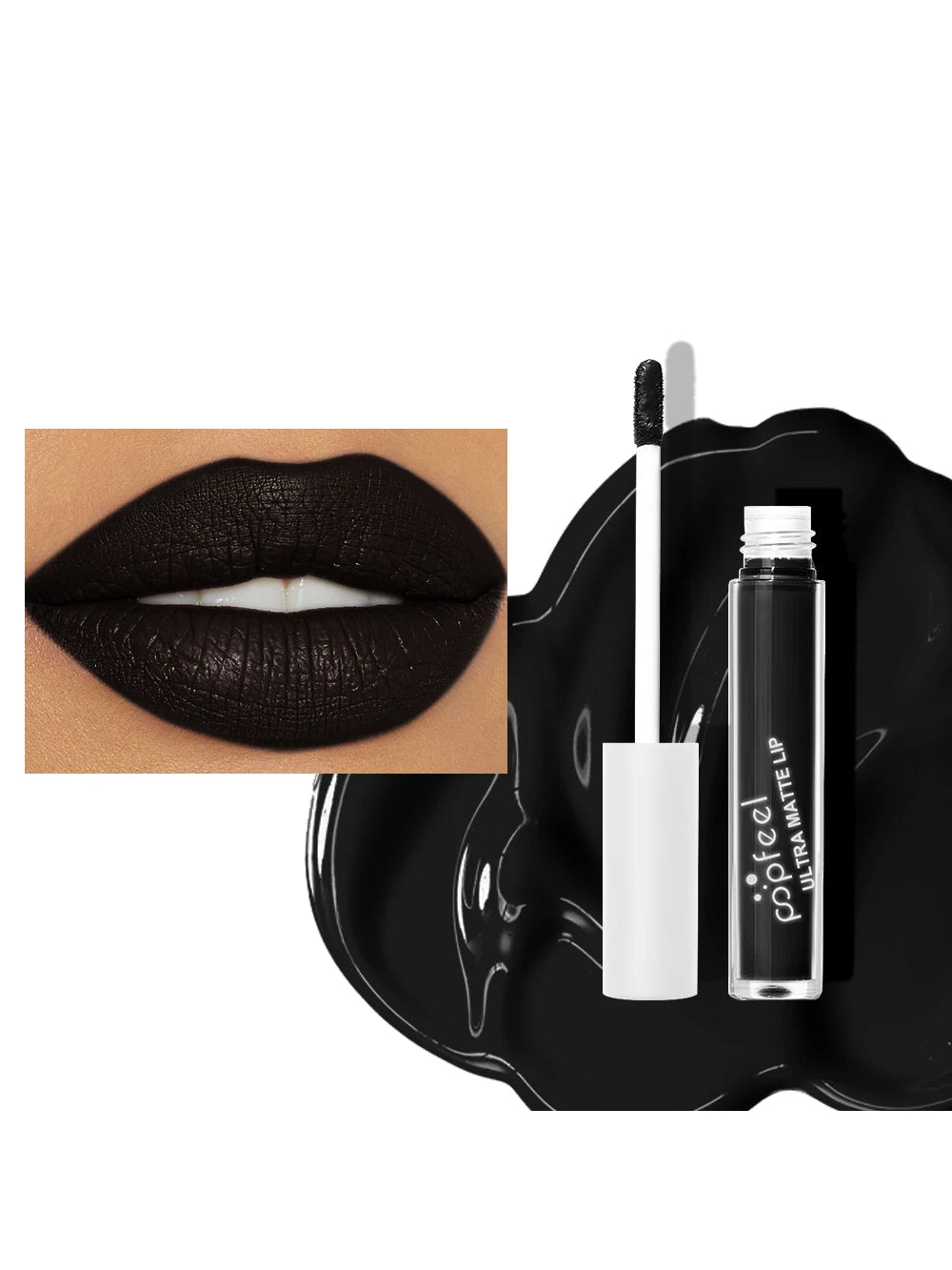 Party Lip Glaze Personality Candy Color Lip Gloss, Black Lip Glaze, Non-Stick Cup Long Lasting Lip Gloss