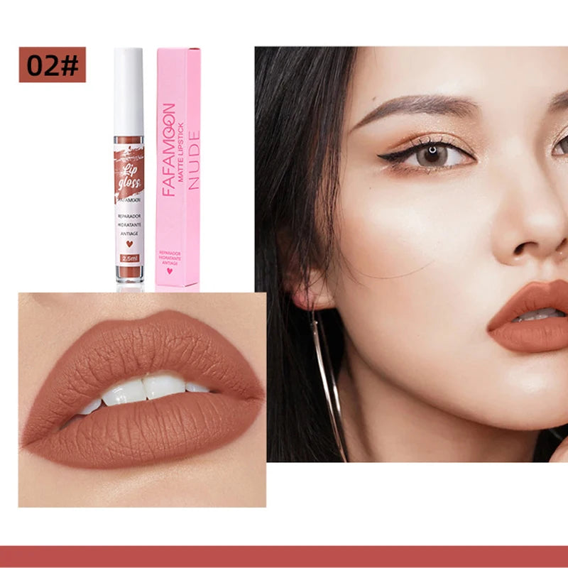 12 Colors of Lip Gloss, Waterproof and Sweat-Proof, Non-Sticky, Long-Lasting Matte and Non-Fading Matte Velvet Lip Gloss