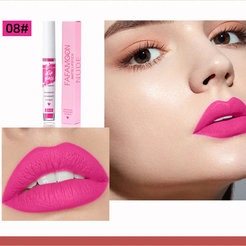 12 Colors of Lip Gloss, Waterproof and Sweat-Proof, Non-Sticky, Long-Lasting Matte and Non-Fading Matte Velvet Lip Gloss