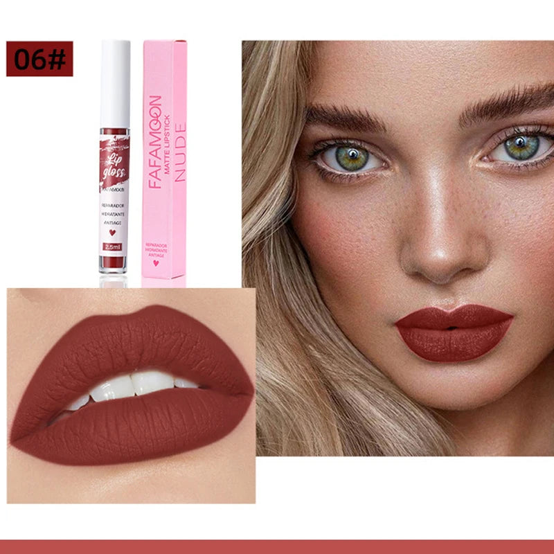 12 Colors of Lip Gloss, Waterproof and Sweat-Proof, Non-Sticky, Long-Lasting Matte and Non-Fading Matte Velvet Lip Gloss