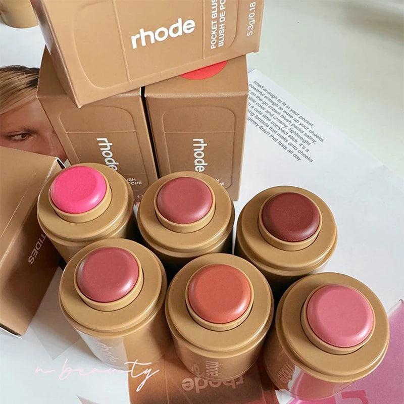 Pocket Blush Stick Lip and Cheek Hydrating Stick Natural Rouge Powder Blush Cream Lipstick Cheek Easy to Apply Color