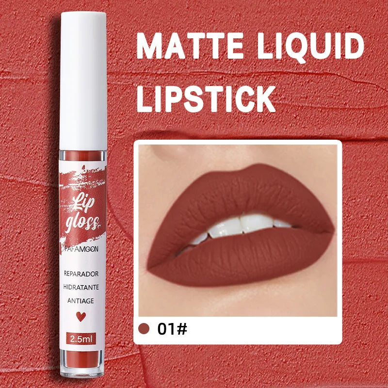 12 Colors of Lip Gloss, Waterproof and Sweat-Proof, Non-Sticky, Long-Lasting Matte and Non-Fading Matte Velvet Lip Gloss