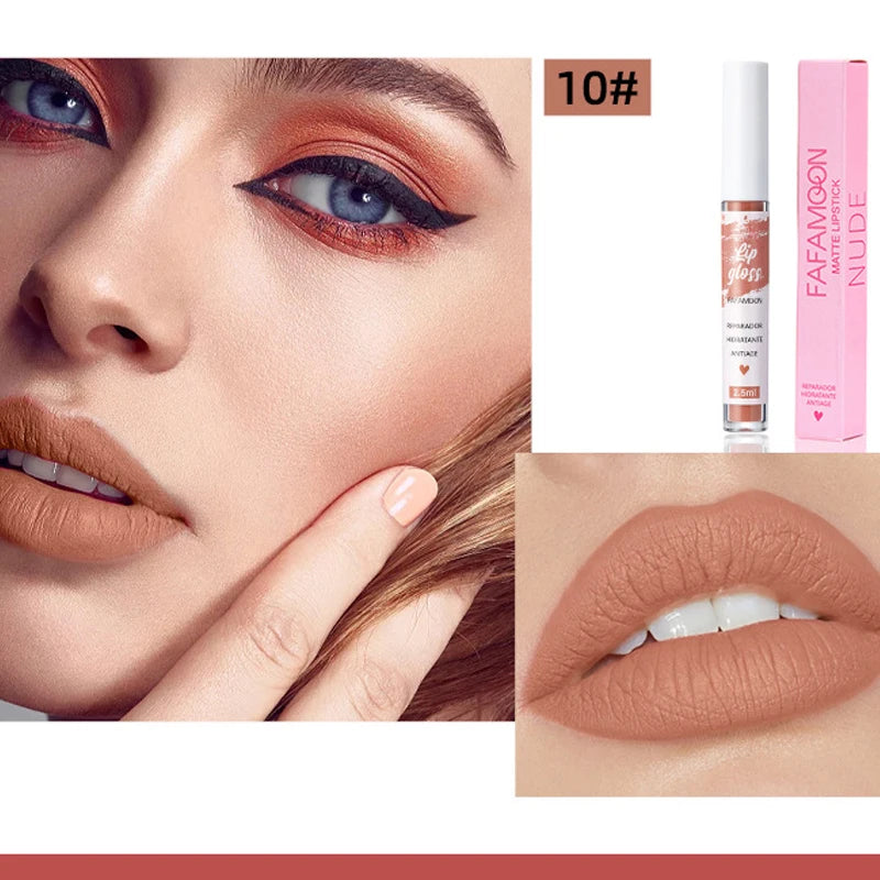 12 Colors of Lip Gloss, Waterproof and Sweat-Proof, Non-Sticky, Long-Lasting Matte and Non-Fading Matte Velvet Lip Gloss