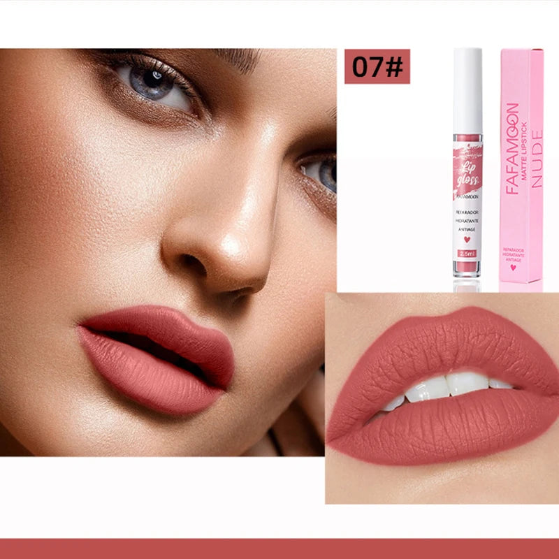 12 Colors of Lip Gloss, Waterproof and Sweat-Proof, Non-Sticky, Long-Lasting Matte and Non-Fading Matte Velvet Lip Gloss