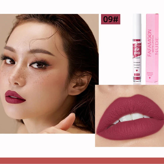 12 Colors of Lip Gloss, Waterproof and Sweat-Proof, Non-Sticky, Long-Lasting Matte and Non-Fading Matte Velvet Lip Gloss