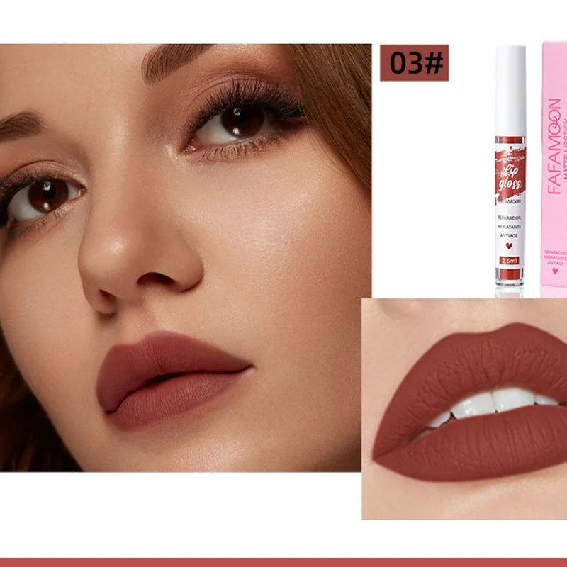 12 Colors of Lip Gloss, Waterproof and Sweat-Proof, Non-Sticky, Long-Lasting Matte and Non-Fading Matte Velvet Lip Gloss