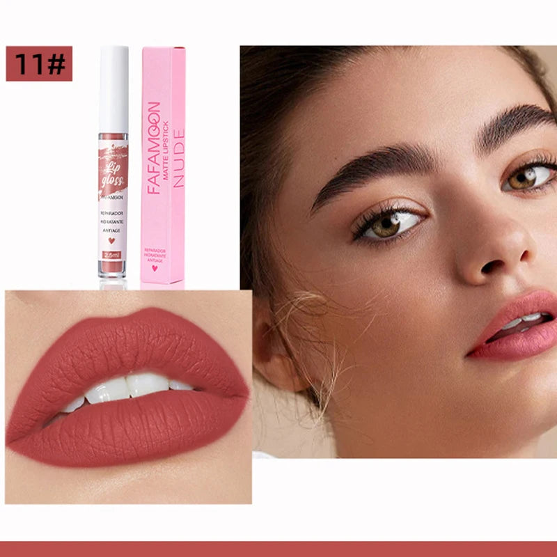 12 Colors of Lip Gloss, Waterproof and Sweat-Proof, Non-Sticky, Long-Lasting Matte and Non-Fading Matte Velvet Lip Gloss