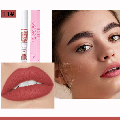 12 Colors of Lip Gloss, Waterproof and Sweat-Proof, Non-Sticky, Long-Lasting Matte and Non-Fading Matte Velvet Lip Gloss