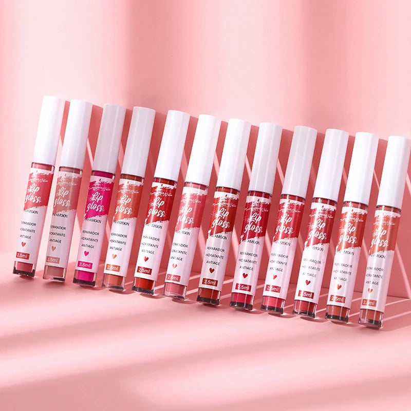 12 Colors of Lip Gloss, Waterproof and Sweat-Proof, Non-Sticky, Long-Lasting Matte and Non-Fading Matte Velvet Lip Gloss